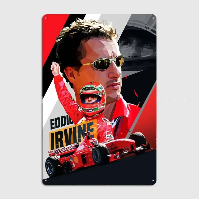 Low Poly Eddie Irvine Vintage Decoration F1 Metal Signs Vintage Modern Home Decoration Accessories Garage Bar Decor Retro Poster