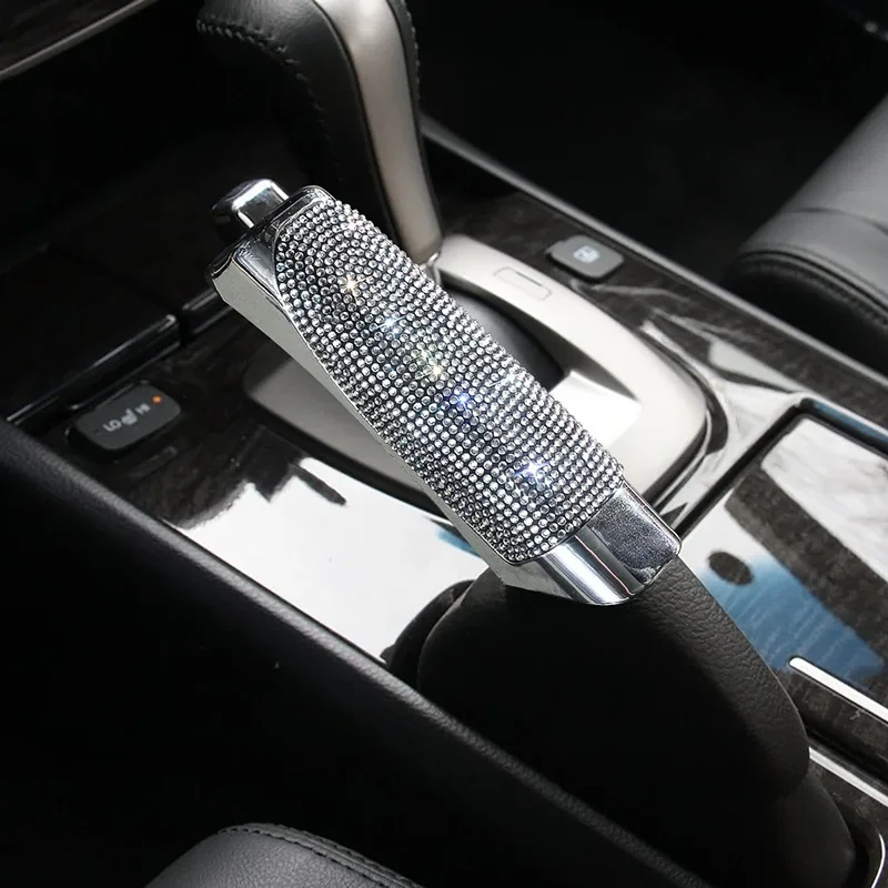 Bling Diamond Crystal Anti Slip Handbrake Cover, Universal Car Gear Shift Collars, 4 Colors Available Auto Interior Accessories