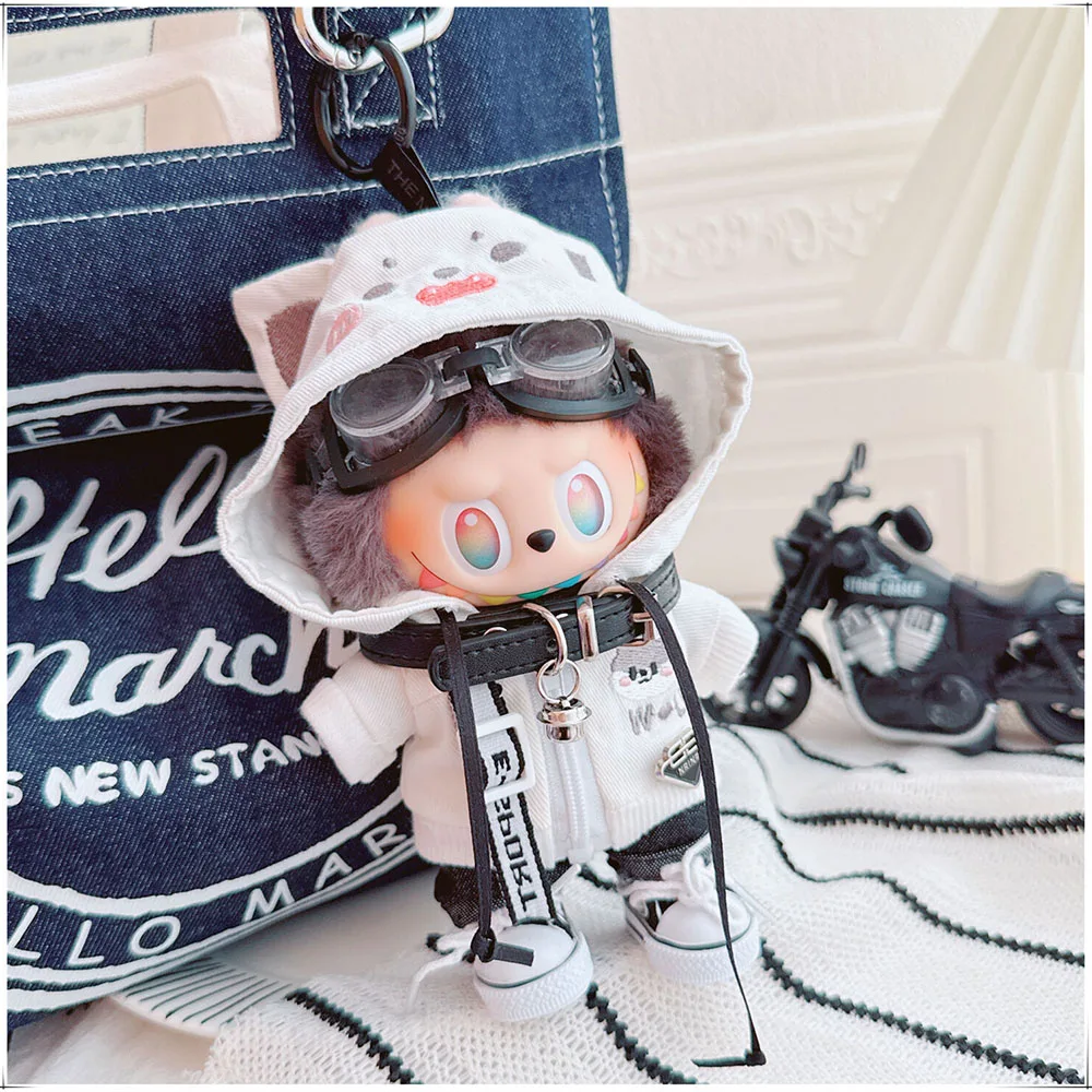 

[Only Clothes]Clothes For Labubu V1V2V3 Doll Clothing Cool Handsome Wolf Hoodie Coat Glasses Collar Trendy Clothing Accessories