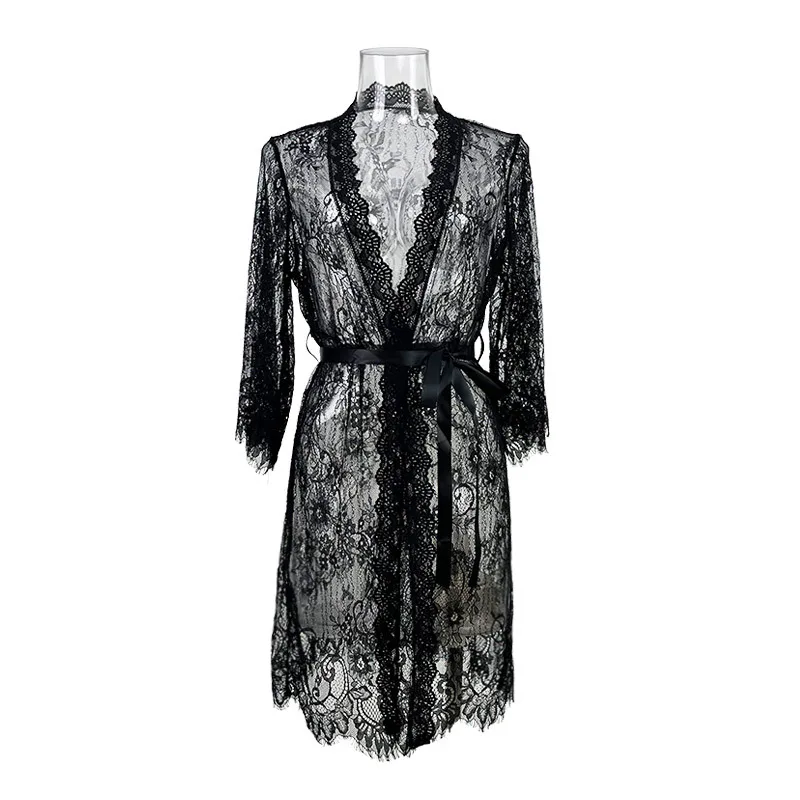 2025 Summer Fashion Sexy Mesh Nightgown Lace Pajamas Women's Home Clothes