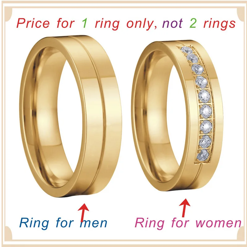 Anillos de boda para parejas para hombres, alianza de amante, anillo de joyería de acero inoxidable para aniversario, Color dorado para mujer