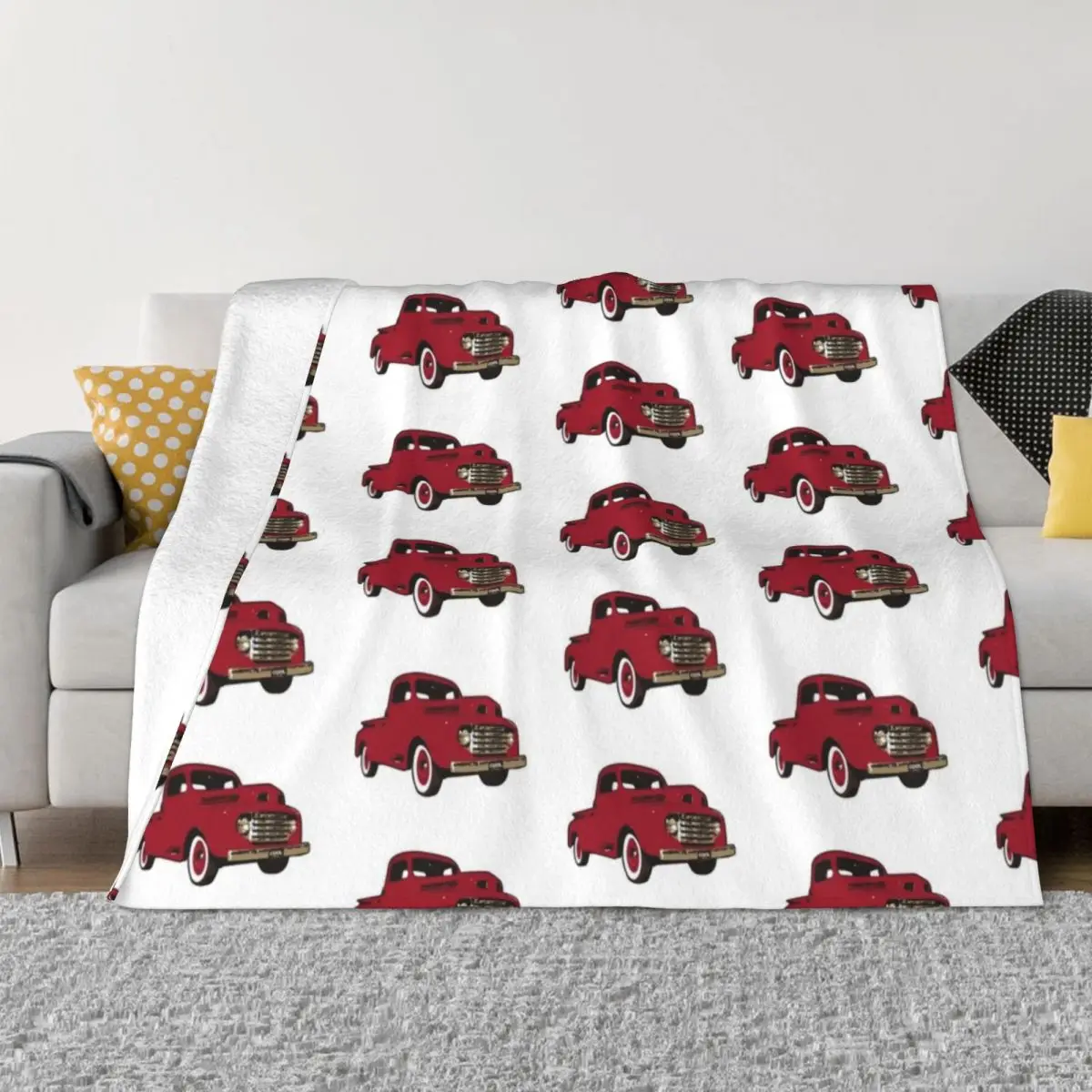 

Red 50s Classic F Truck Throw Blanket Plaid Softest Blanket