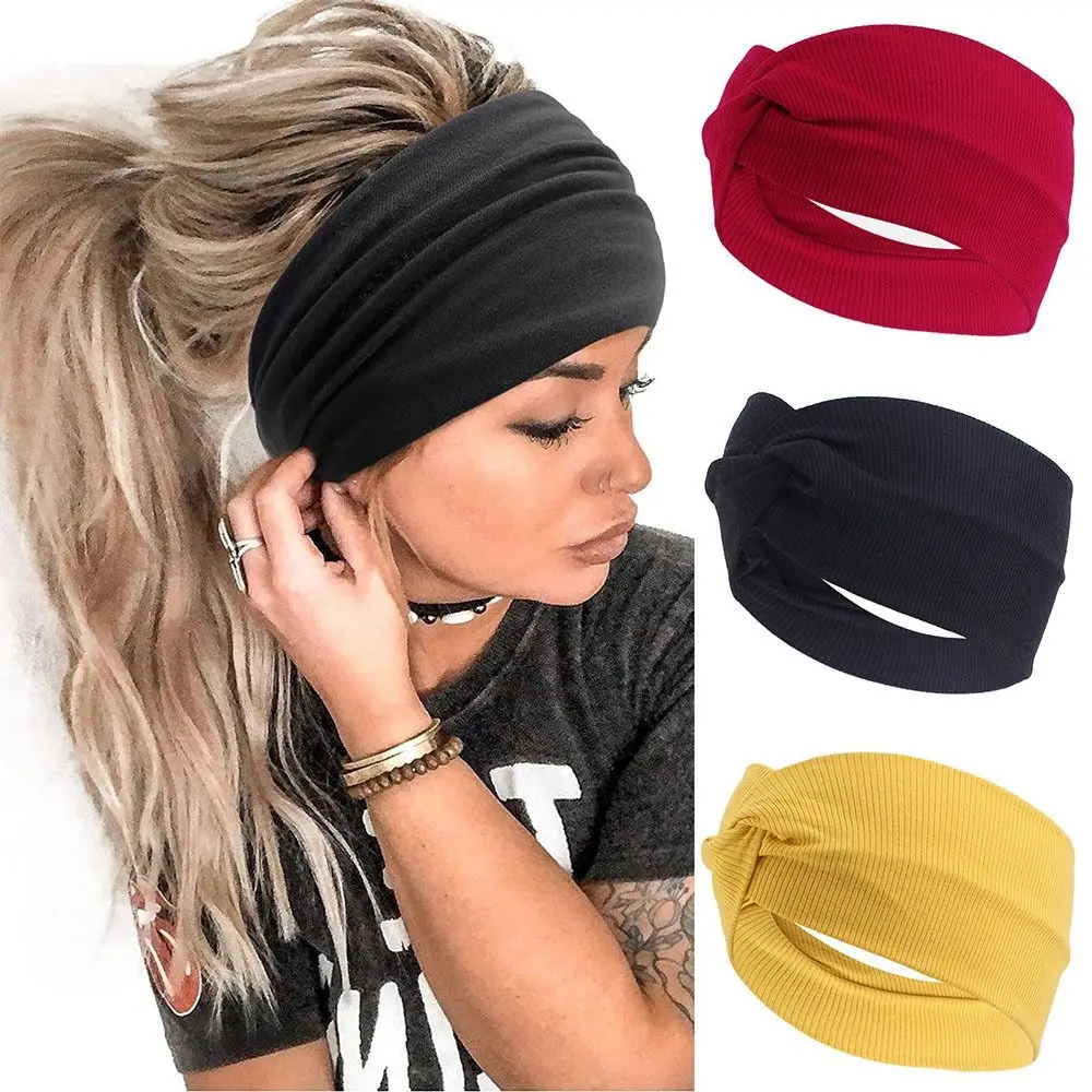 10 Colors New Nonslip Elastic Stretch Hair Band Wide Sports Headband Fold Yoga Hairband Turban Running Headwrap