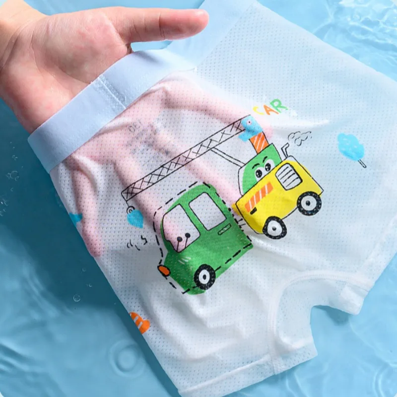 4PCS Thin Mesh Breathable Boy Panties Kid Soft Comfort Antibacterial Knickers 3+y Young Child Clothing Baby Cute Print Underwear view 4