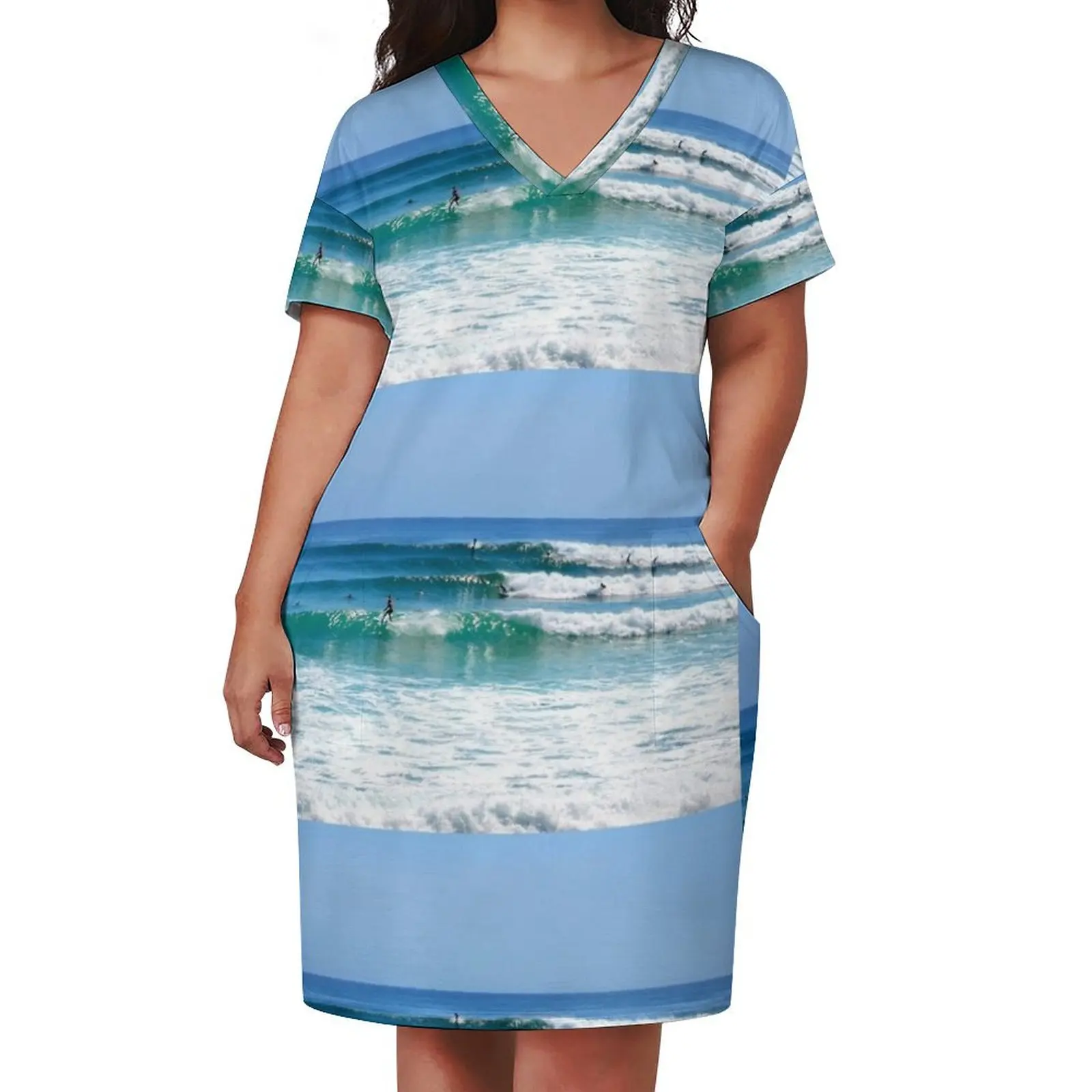 Surfs up - Rainbow Bay Loose Pocket Dress long dress women summer dress for woman