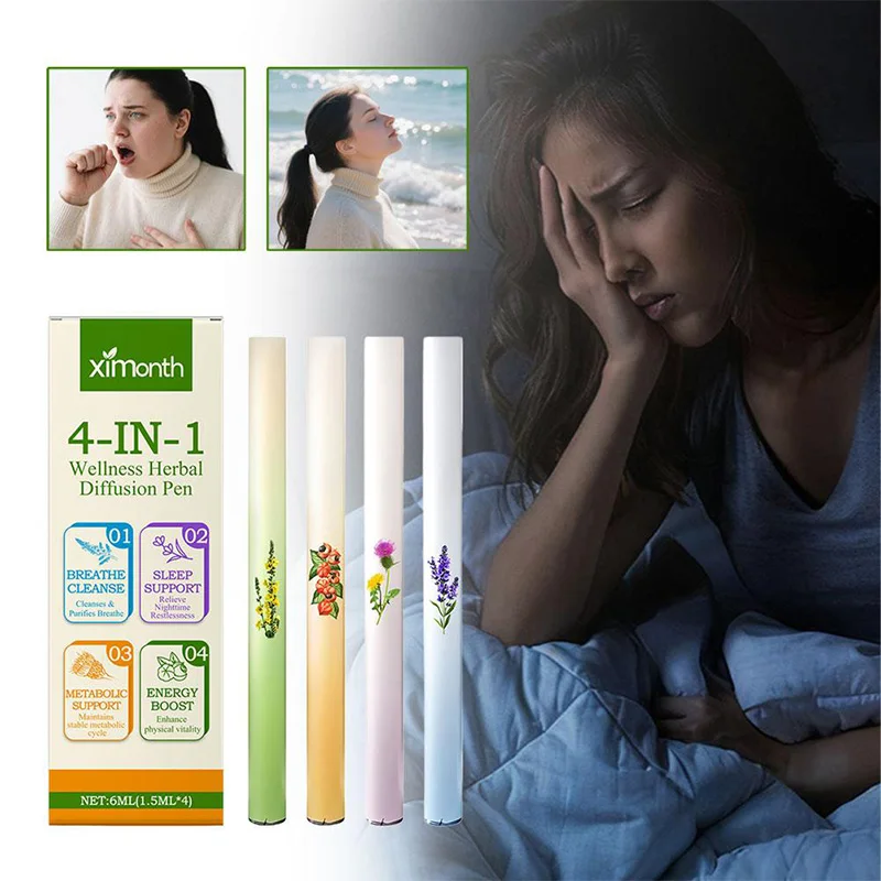 4-in-1 Wellness Herbal Diffusion Pen Herbals Combination Sticks Set Natural Aromatherapys Diffuser With Properties For Daily Use