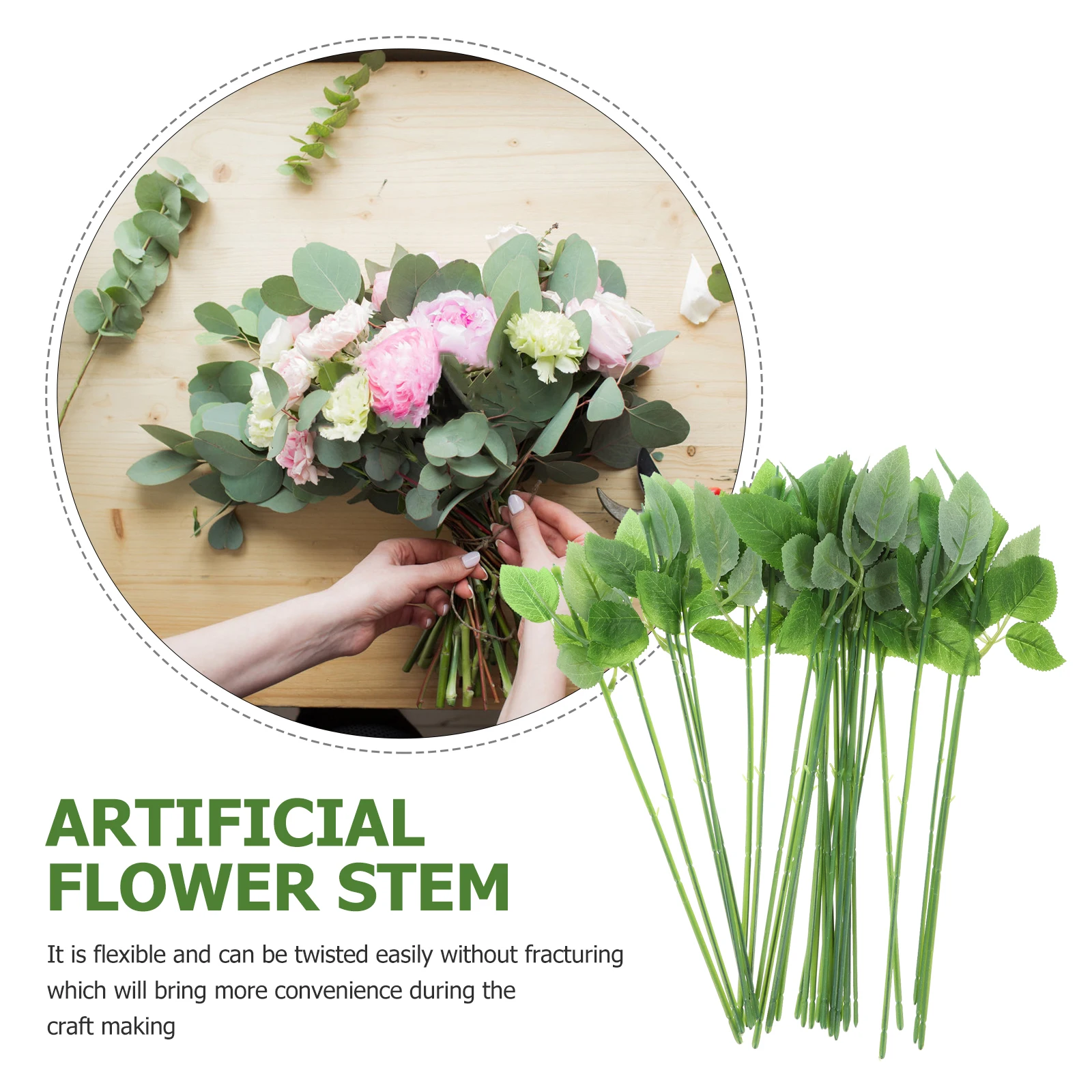 

30pcs Artificial Rose Stems Leaves Plastic Flower Branches for Wedding Floral Arrangement Craft Bulk Bouquet Decor