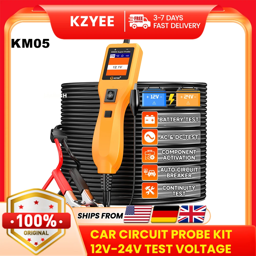 

KZYEE KM05 Комплект автомобильного зонда, тестер цепей, электрическая система, 24 В, 12 В, автомобильное напряжение, инструмент для проверки мощности PK PB100
