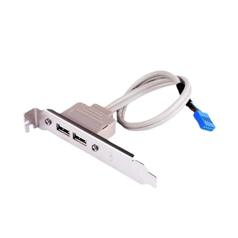  USB 2.0 Dual Port PCI Bracket Cable with Built-In 9-Pin Header USB 2.0 Motherboard Extension Cable for Computer for Case