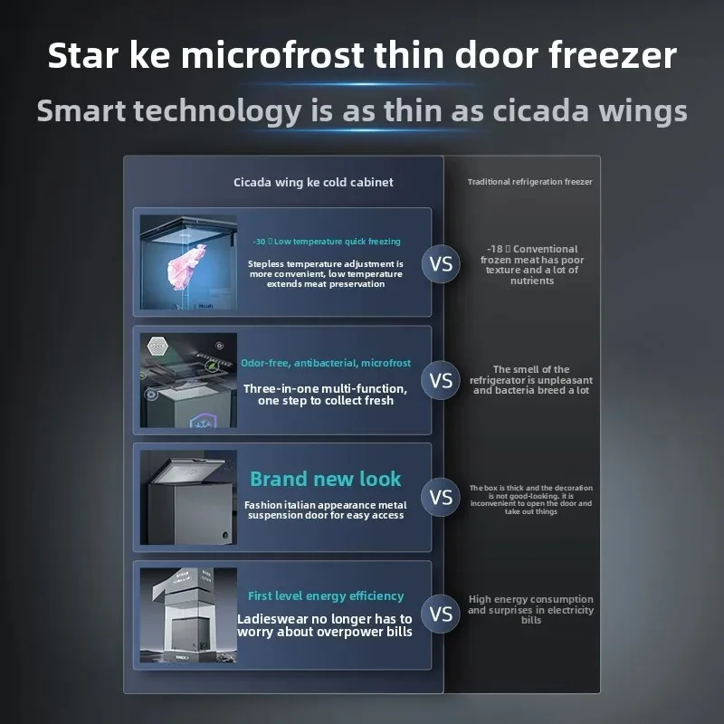 C20 200 Liters Thin Door Freezer Household Small Fresh-keeping Freezer Mini Freezer Energy-saving Refrigerator