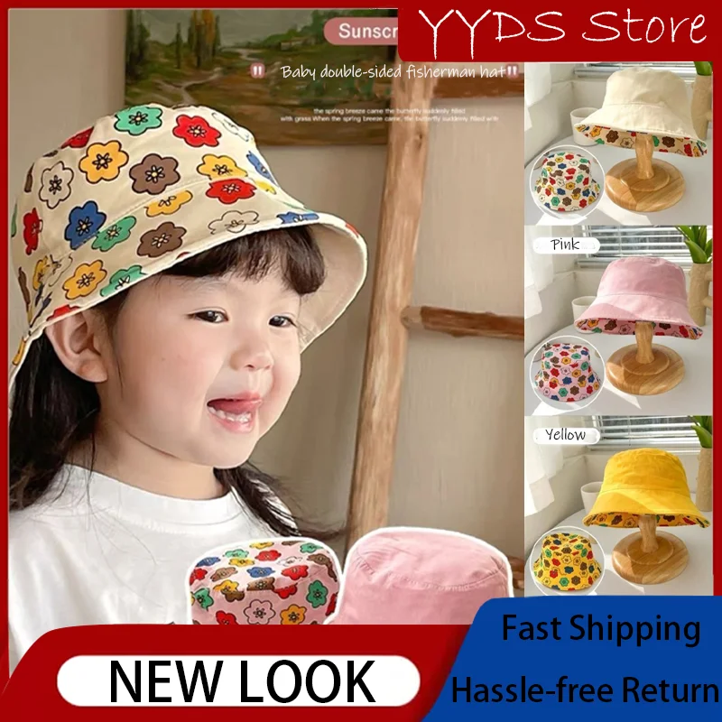 

Spring and Summer Fisherman's Hat Double-sided Wear Print Sunshade Basin Cap Boy Girl Spring Small Flower Hat