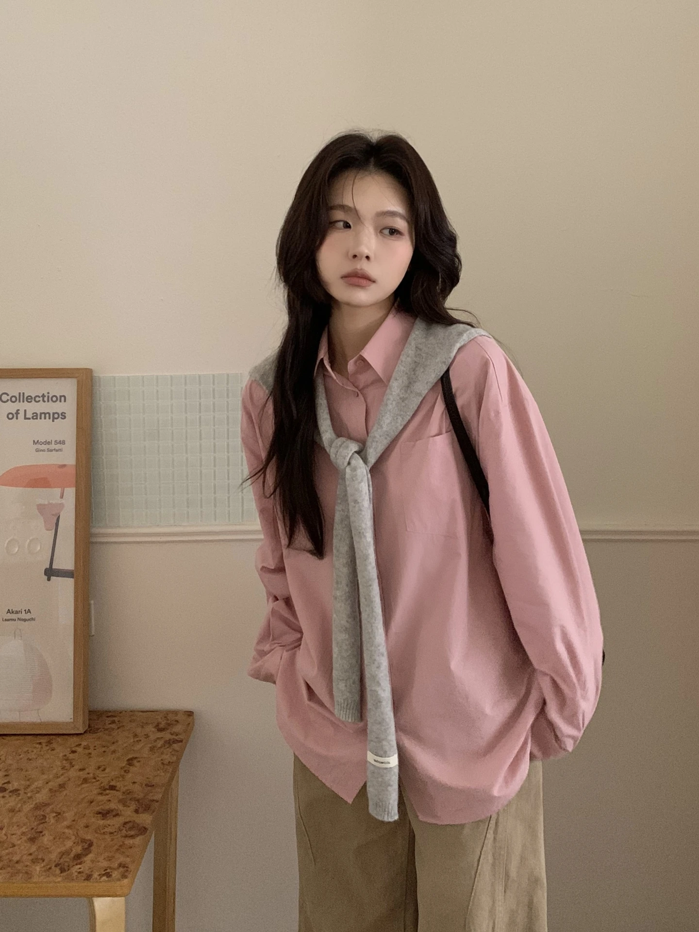 

Женская свободная рубашка OOOINKK Spring Letter Note из чистого хлопка в корейском стиле, с длинным рукавом, на пуговицах, для многослойных образов, создающая уютную атмосферу