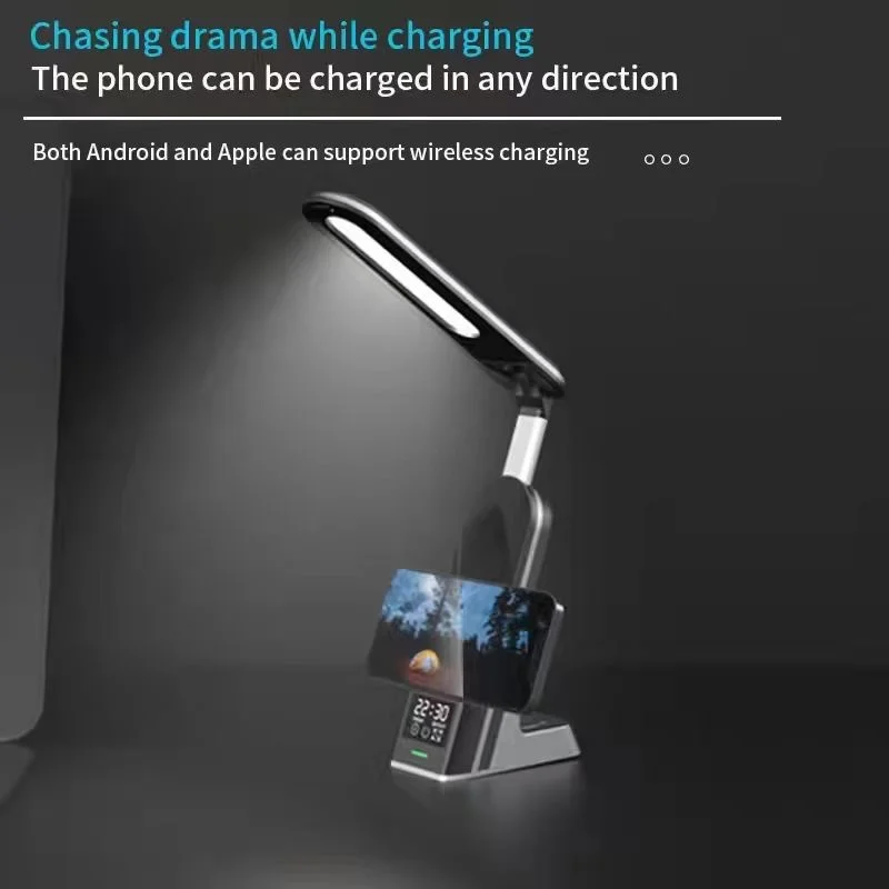 H33 7-in-1 15W vertical clock wireless charger fast charge LED multi-functional creative eye protection desk lamp