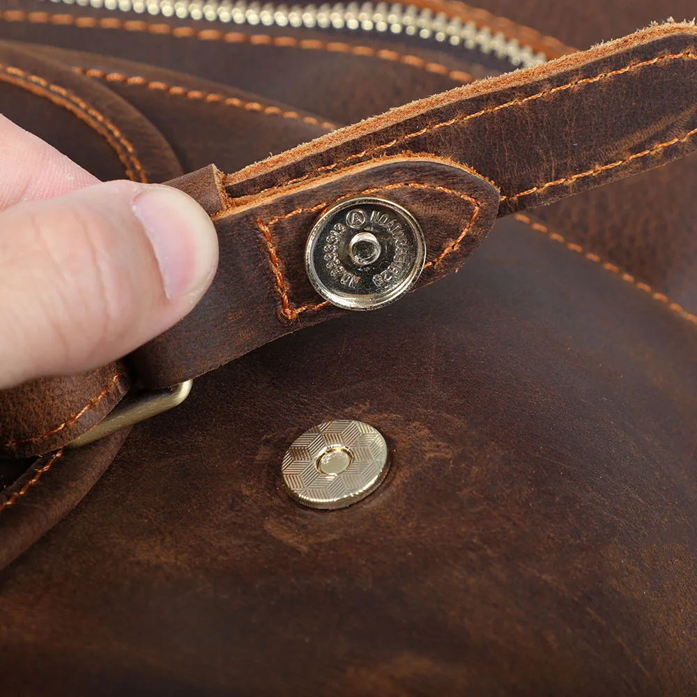 S.WORKER Luxuriöse Reisetasche aus Vollnarbigem Rindsleder im Vintage-Stil, Große Handgepäcktasche – Detail 14