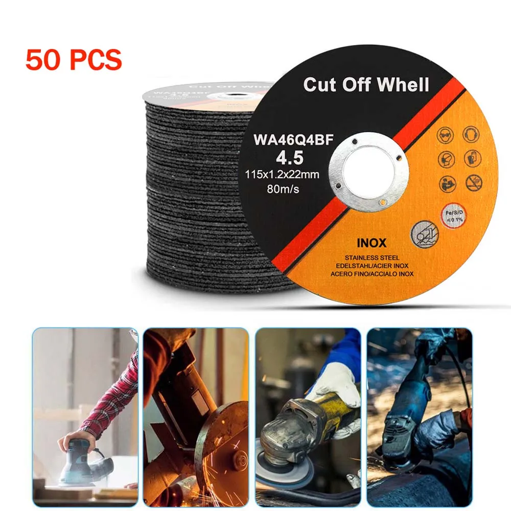 50pcs ANGLE GRINDER DISC SET METAL CUTTING BLADE GRINDING FLAP WHEEL 4.5