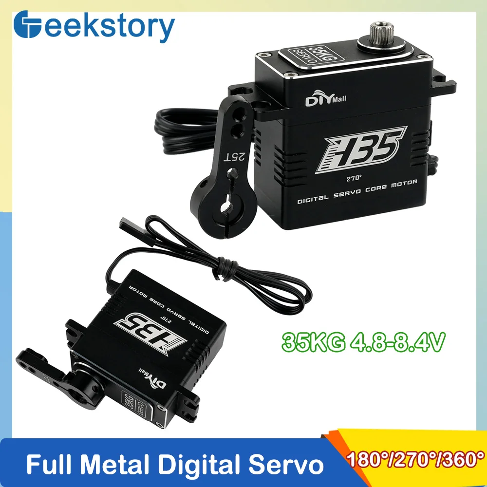 

35kg Digital Servo Large Torque Carbon Brush Servos Motor Waterproof Metal Gear Standard RC Servo For 1/8 1/10 RC Car Model Toys