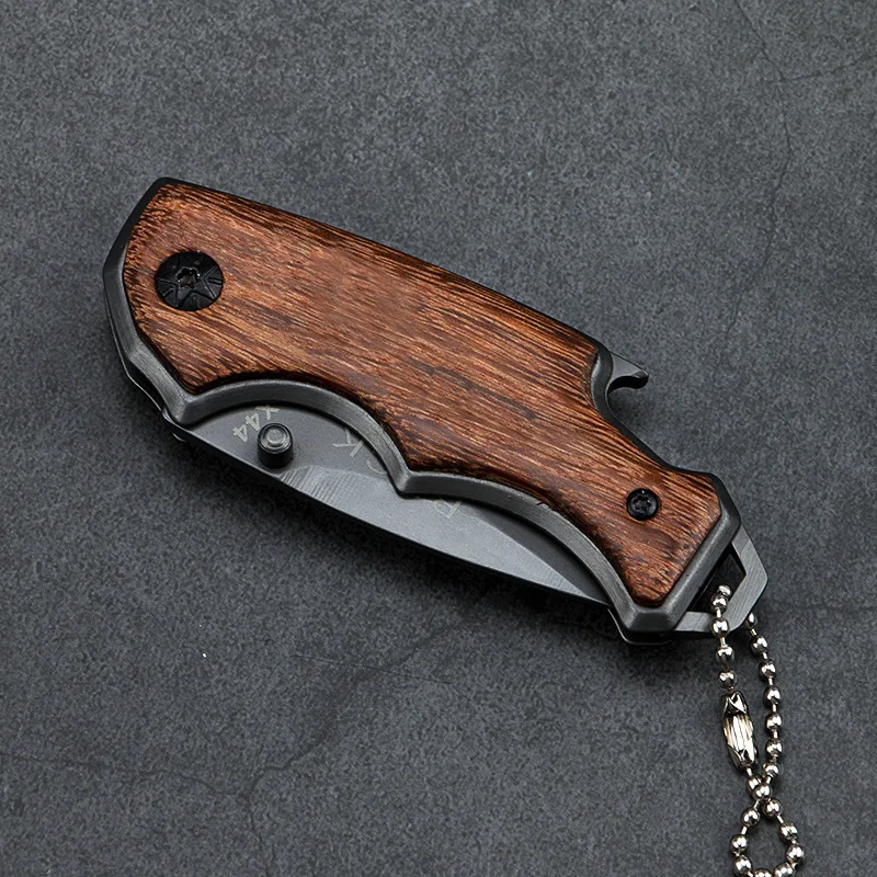 Solid Wood Handle Folding Knife Blade 4cr14 Household Kitchen Melon Fruit EDC Tool Outdoor Survival Pocket Tactical Knife