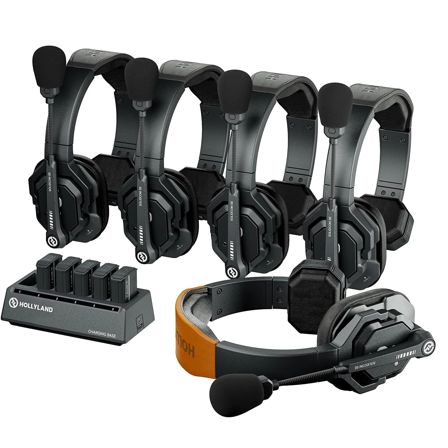 Hollyland Solidcom SE Full Duplex Wireless Intercom Headset System ENC Noise Cancellation 350m 2-5 Users Team Communication
