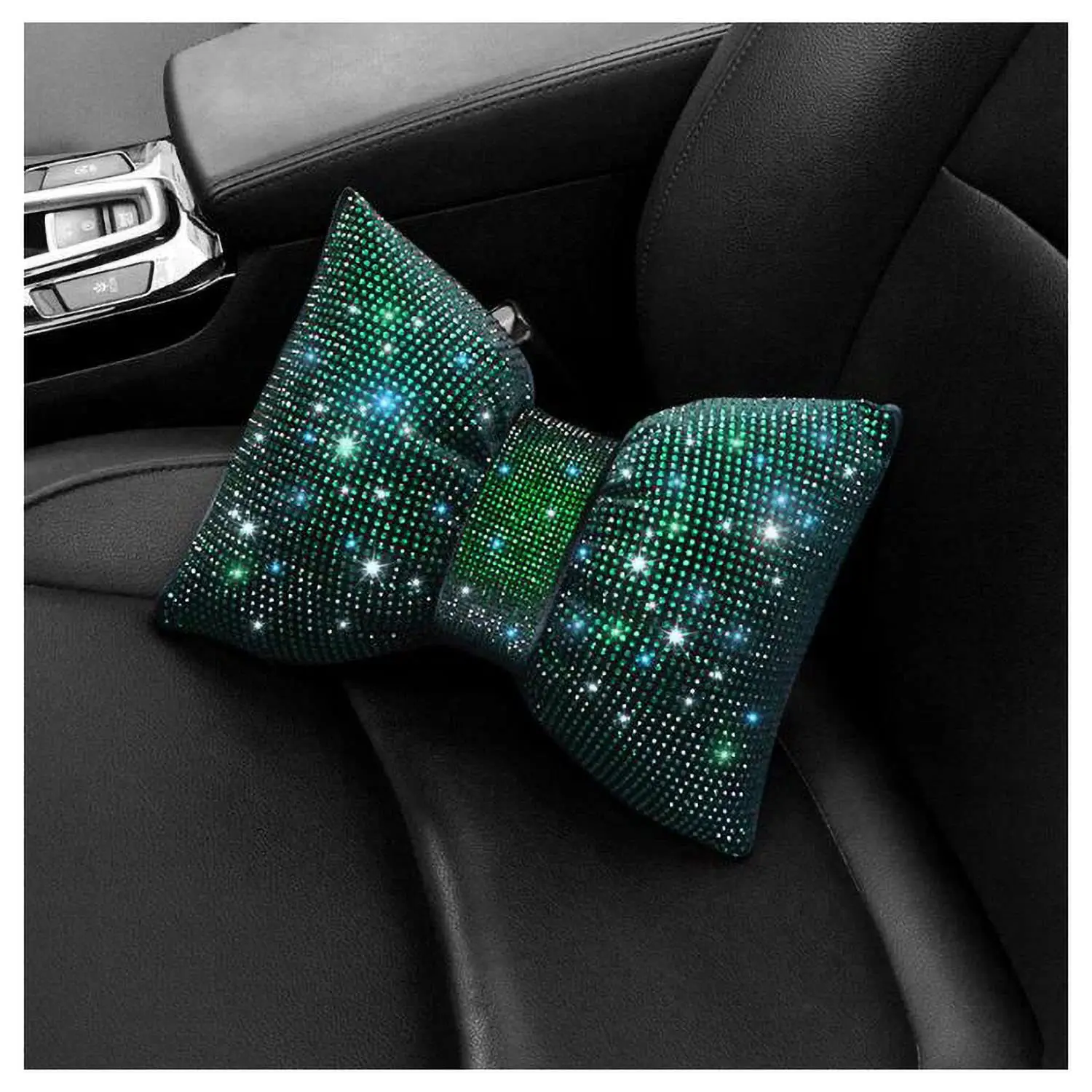 Diamond Crystal Bowknot Car Neck Pillow Rhinestones Auto Headrest Waist Support Universal Bling Car Accessories for Women