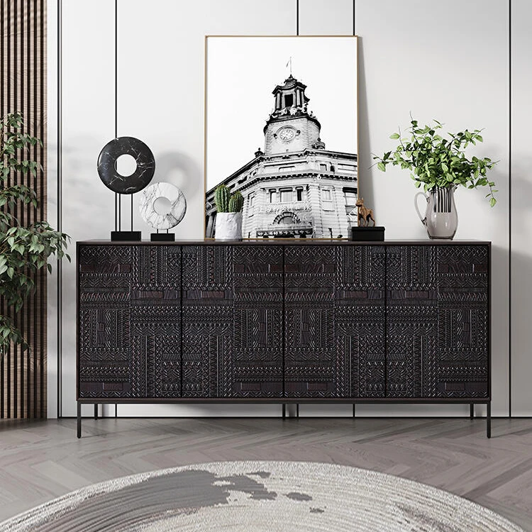 Luxury style bedroom living room engraved large capacity TV cabinet with storage