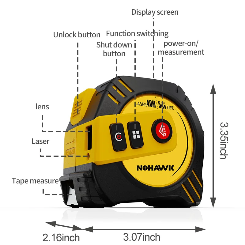 30M 40M USB Rechargeable Tape Measure Digital Display Tape With Roll Cord Mode Laser Measure Tape