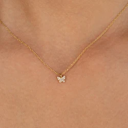 Simple fashion butterfly pendant necklace gold silver color diamond shining exquisite girls with accessories jewelry gift