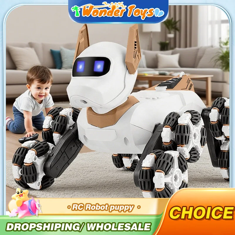 

Robot Puppy 8 Wheel Stunt Dog Smart Robots Car Toy 2.4G Radio Remote Control Cars with Music Spray Electric Toy for Boys Kids