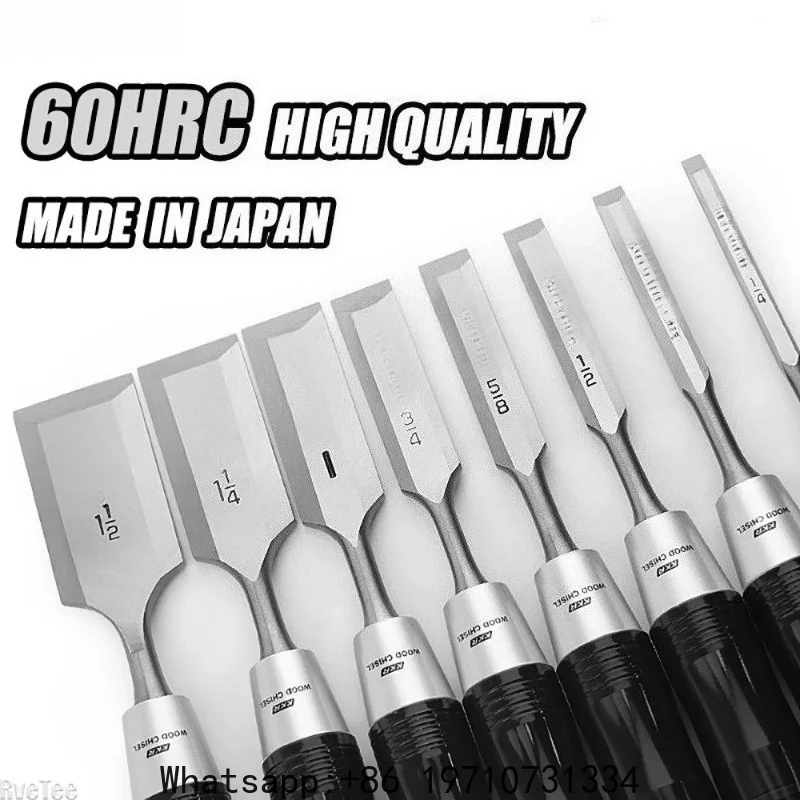 High Quality High Carbon Vanadium Steel 60HRC Chisel for Carpenter Wood Working Carving Tools Set
