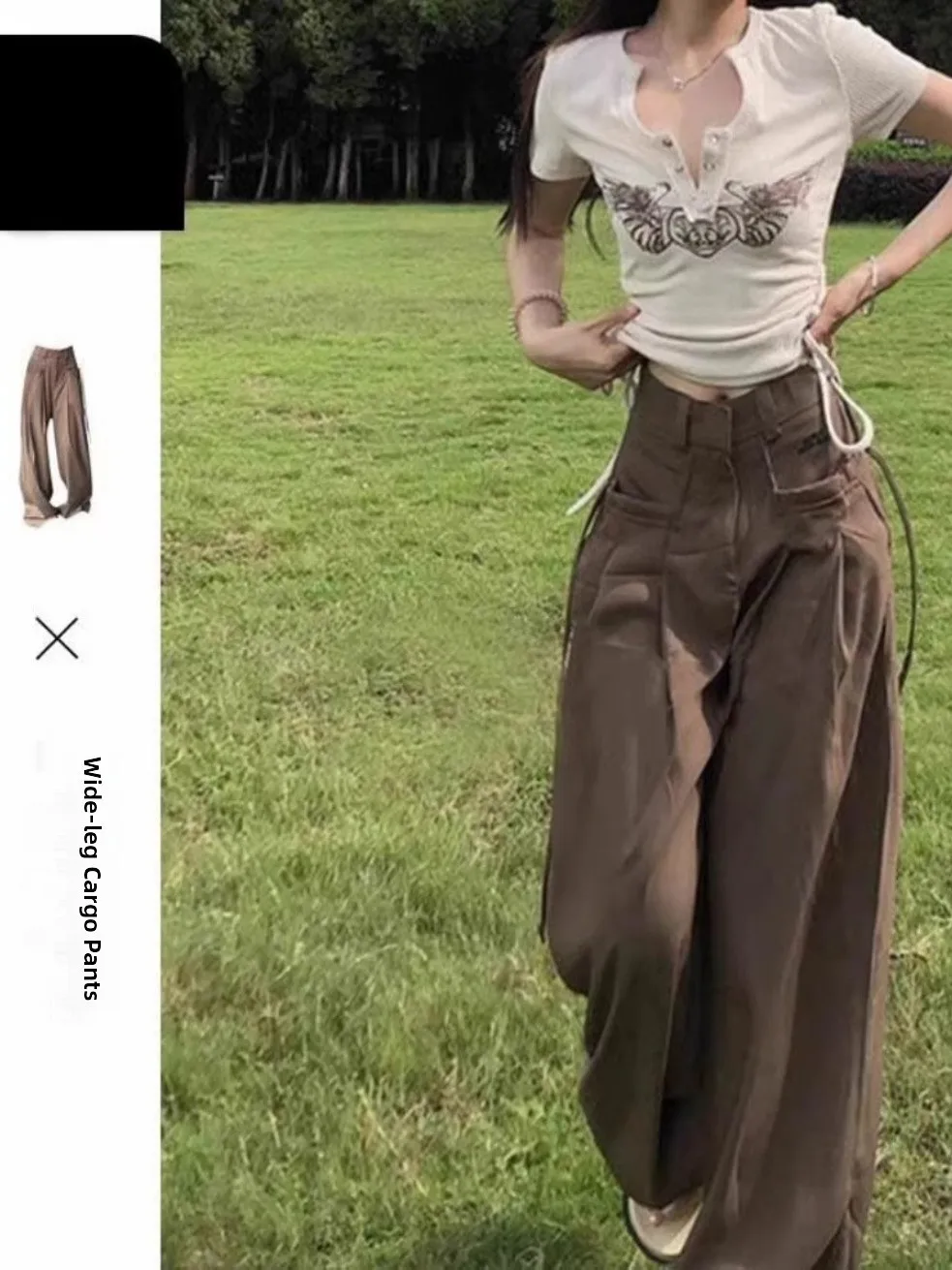 

plus Size 300 Pounds Casual Sports Work Pants Women Summer American Retro High Waist Loose Drapey Wide Leg Long Trousers