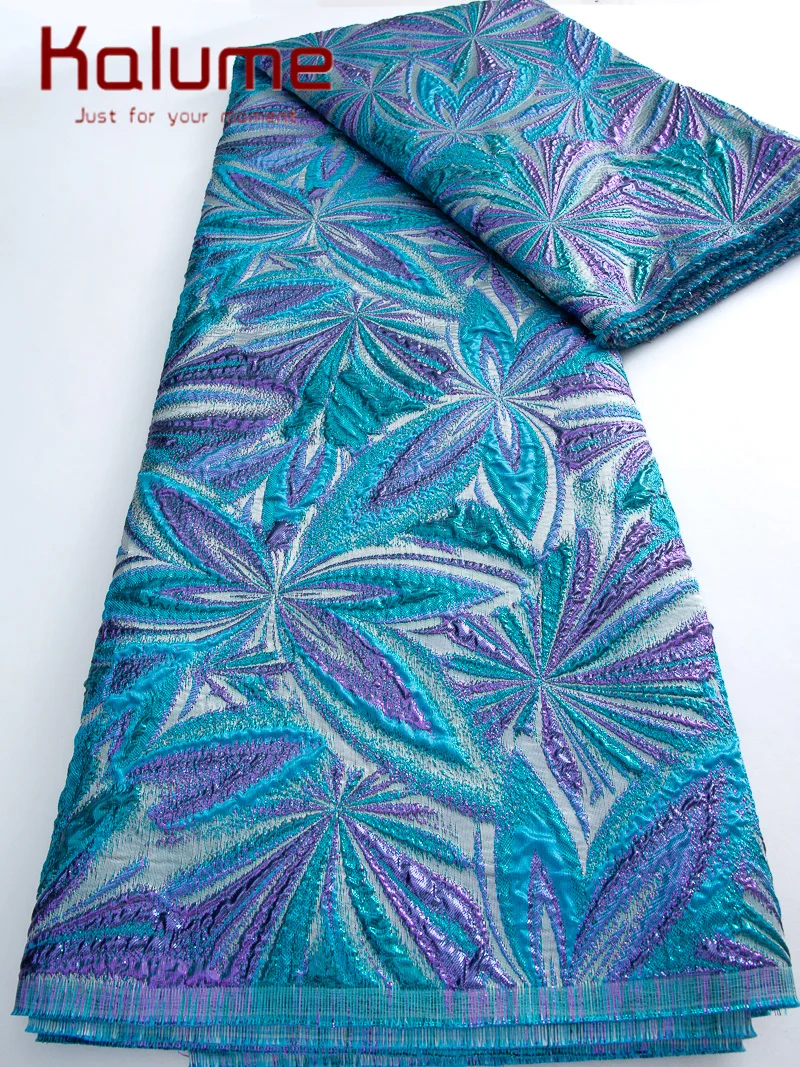 

Kalume 2025, африканская позолоченная жаккардовая кружевная ткань, высококачественная парчовая кружевная ткань, доставка из США, для шитья праздничного платья F4329