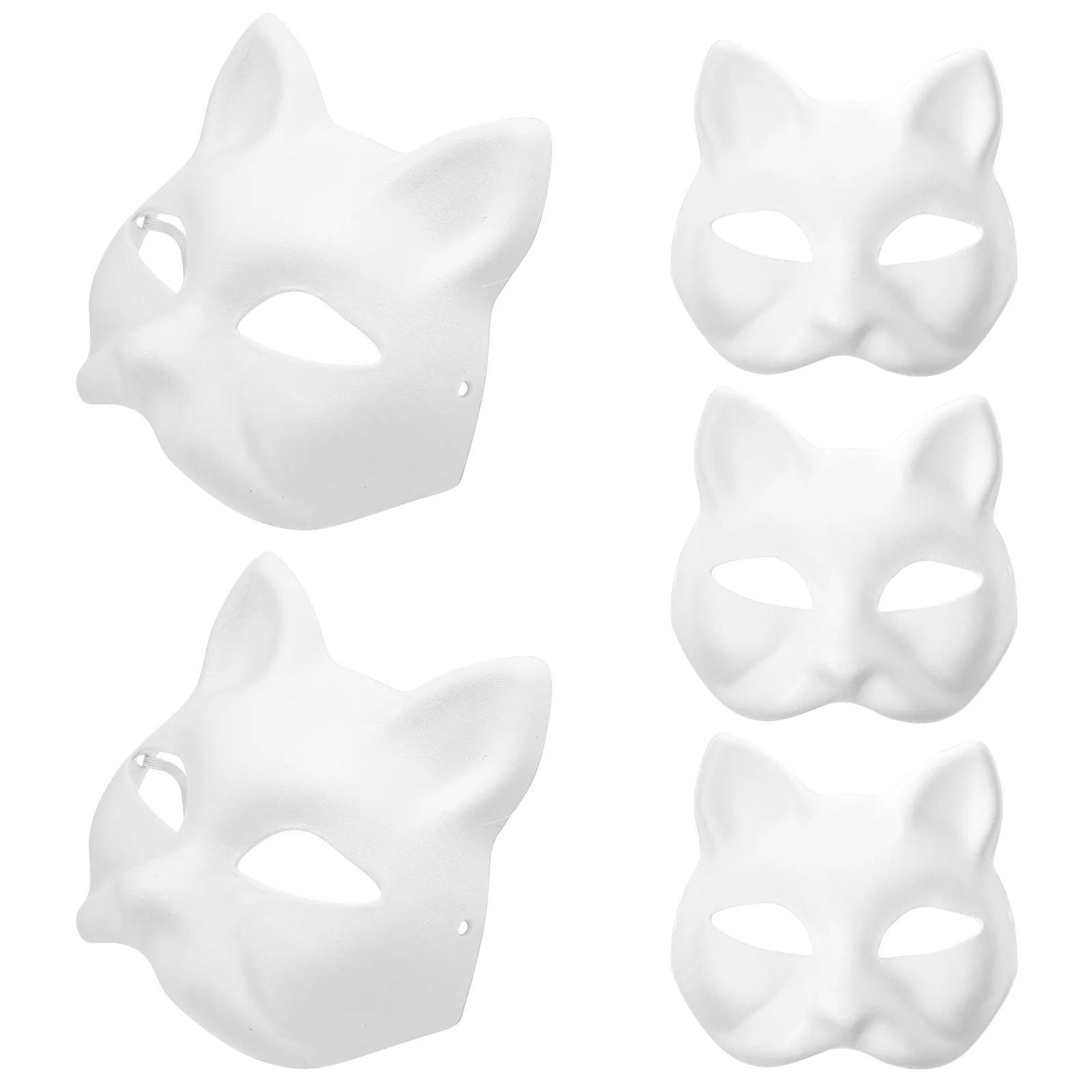 

5Pcs Halloween Masks for Adults DIY Blank Face Masks Lightweight Pulp Material for Painting Customized Party Wear