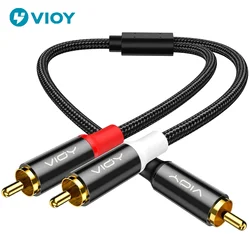 RCA Y-Adapter Subwoofer Cable Double Shielding 1RCA Male To 2RCA Male Stereo Audio Cable for Subwoofer DVD TV Amp Home Theater