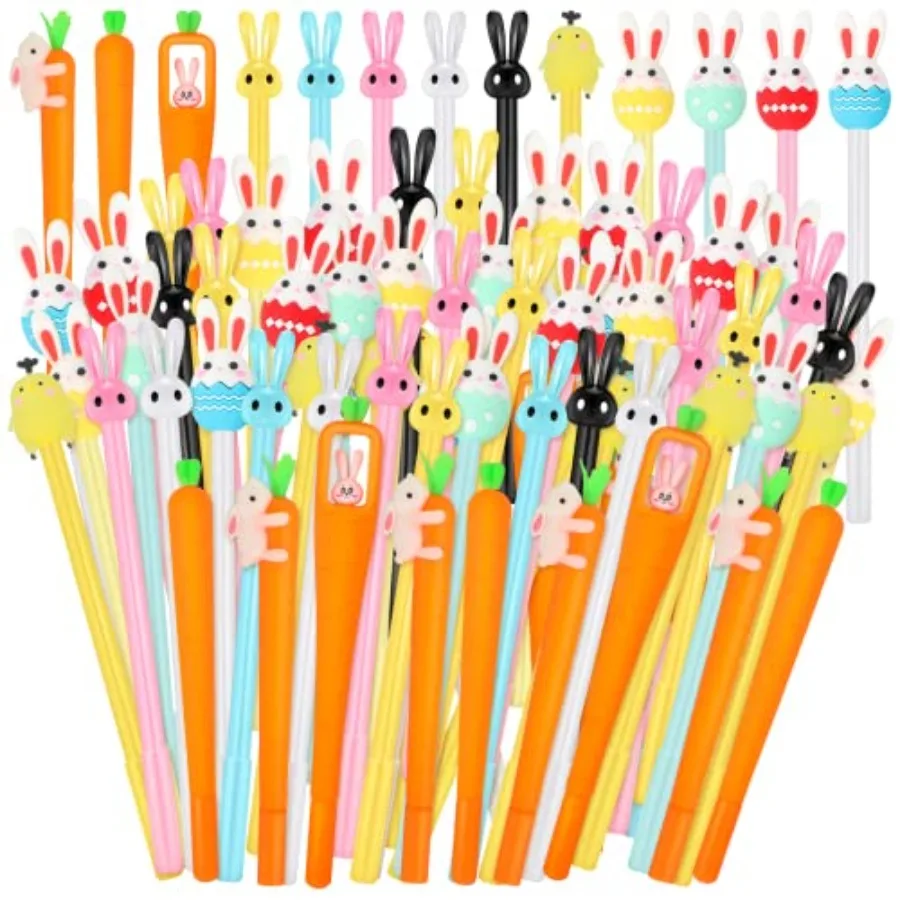 

200 Pcs Easter Pen Bulk Rabbit Gel Ink Pens Easter Gifts 0.5mm Ink Cute Carrot Kawaii Ball Point Pens Office Supplies Prize Cre