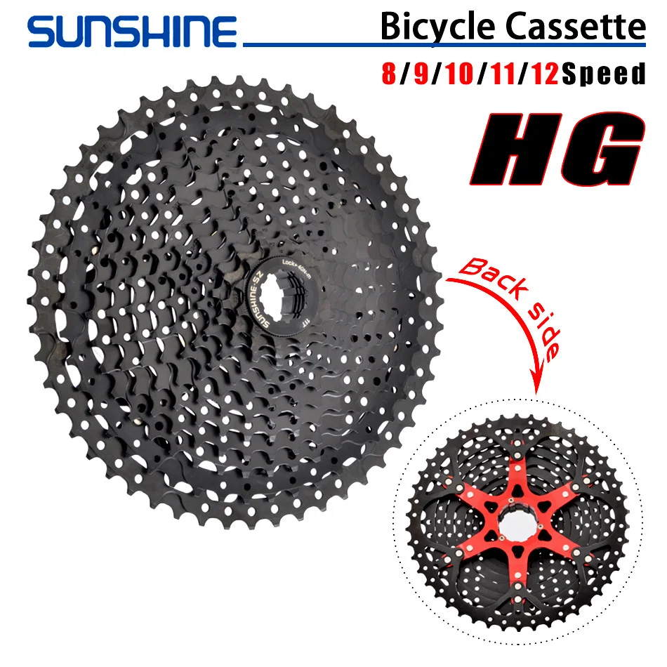 

SUNSHINE Black Bicycle Freewheel MTB Bike Cassette K7 8/9/10/11/12 Speed SHIMANO HG Structure Specification for SRAM