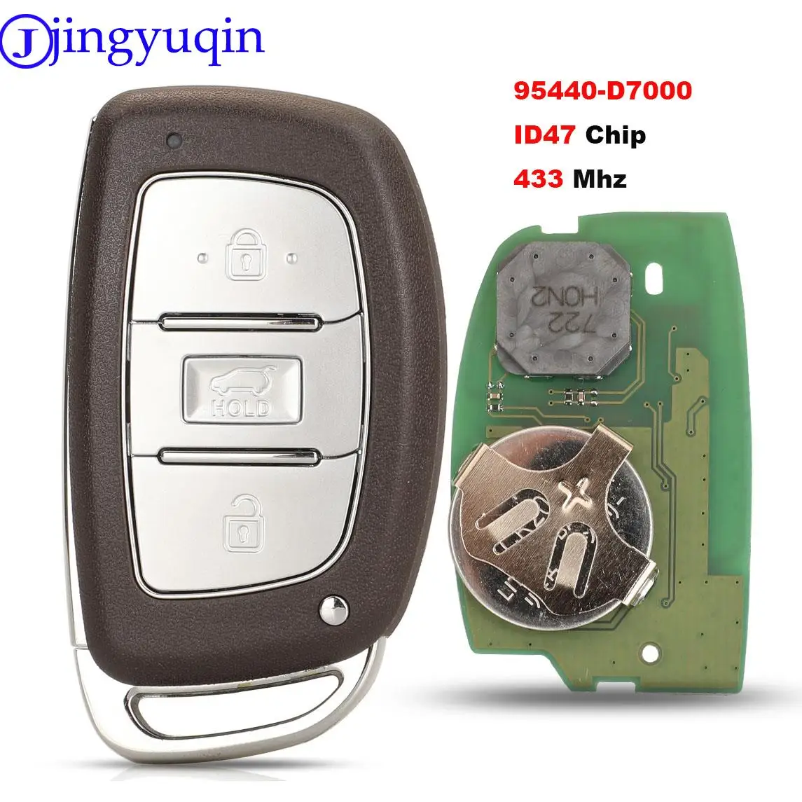 

jingyuqin For Hyundai Tucson 2019 Smart Key Remote 3 Button 433MHz 95440-D7000 ID47 Chip 433 Mhz