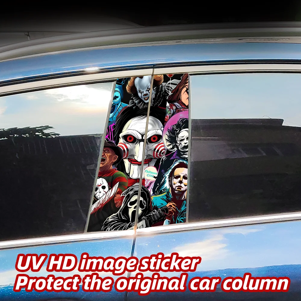 Personaggio horror Fantasma Adesivi per auto Halloween Auto B Pilastro Decorazione impermeabile Copertura Graffi Porte auto Pilastro Protezione solare Decalcomanie