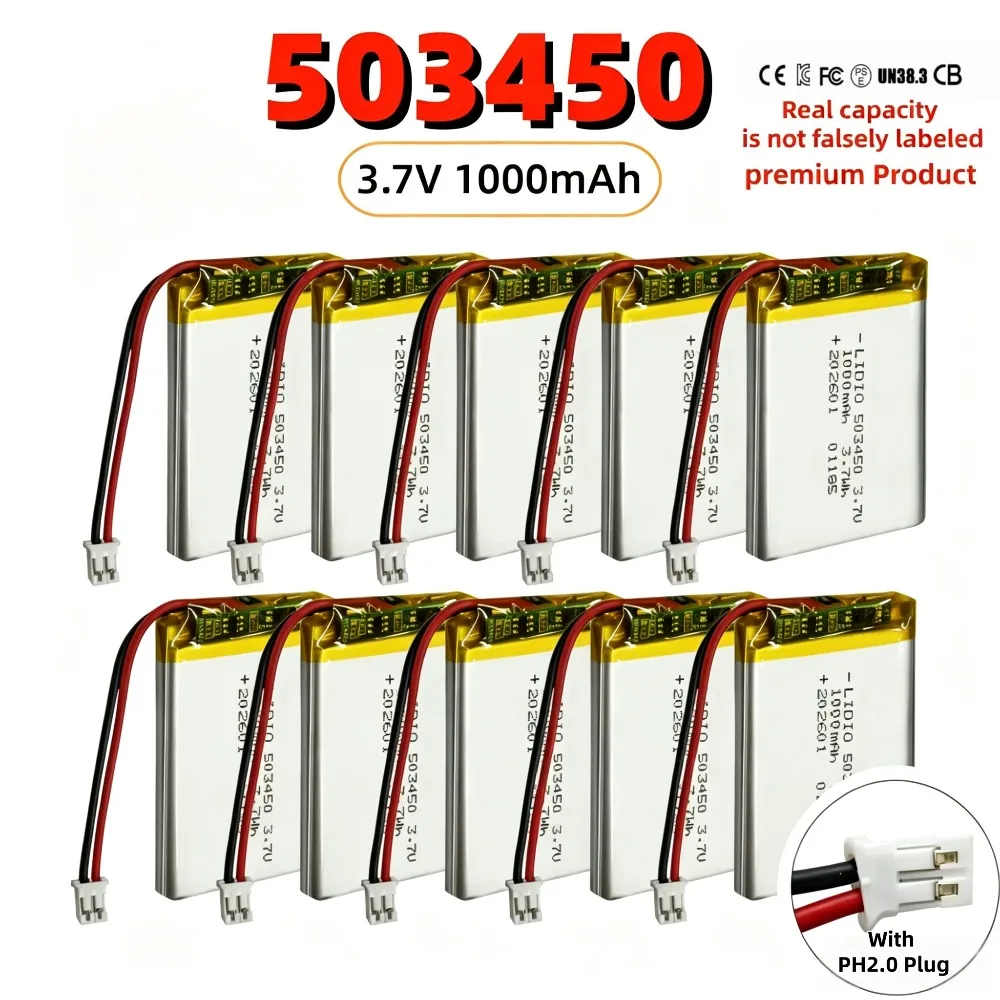 523450 503450 3.7V 1000mAh Polymer Lithium Battery With PH2.0 Plug For Old Slim Mobile MP4 PDA POS Baby Monitor Wireless Mouse