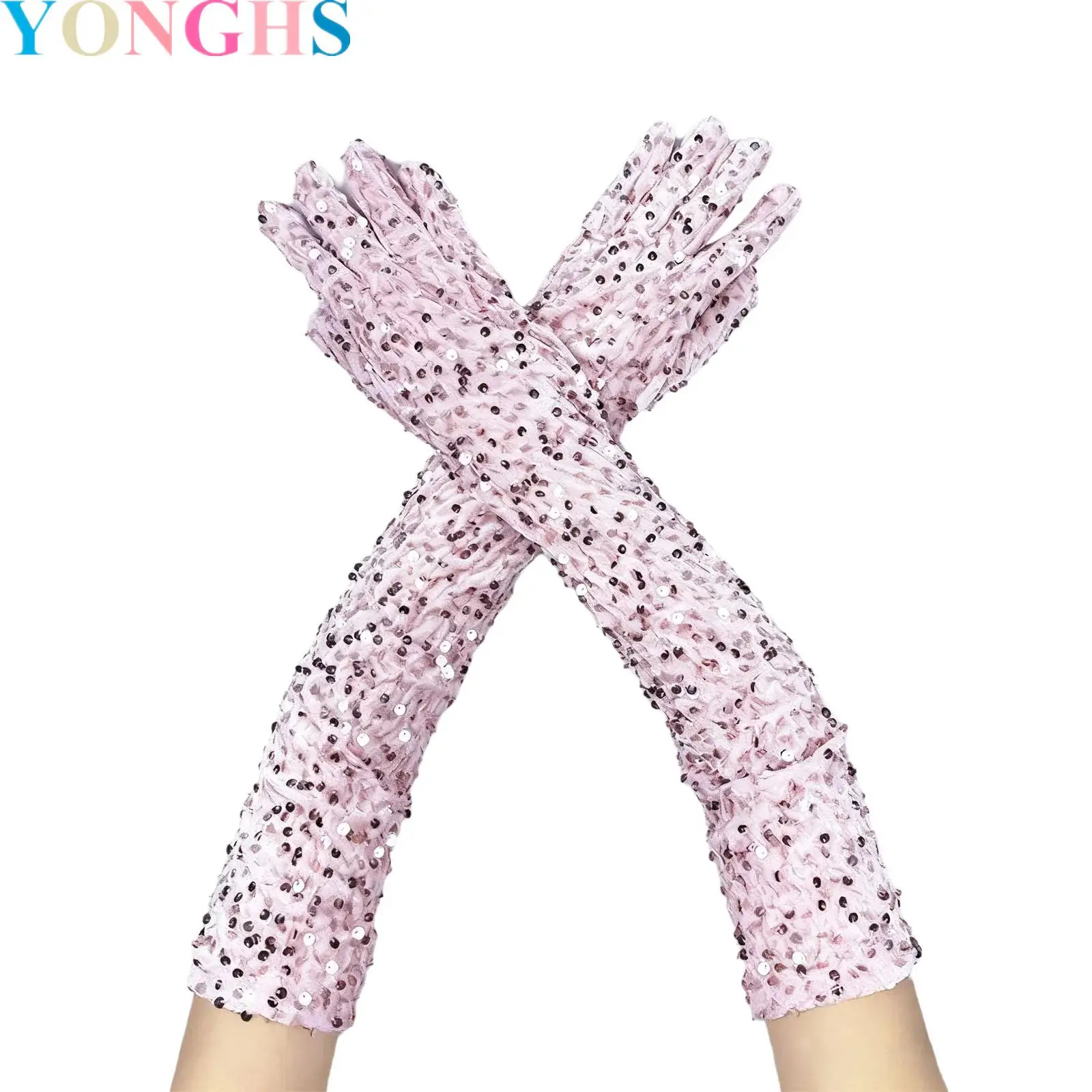 

Women Sparkly Long Thicken Gloves Elbow Length Sequin Opera Gloves for Evening Wedding Prom Dance Party