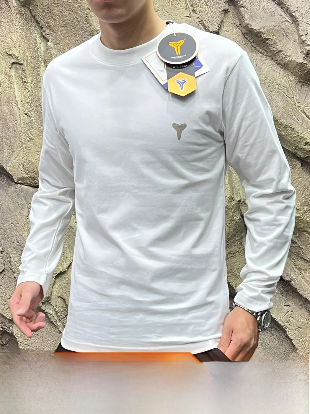 Couple Style Graphite Electrode Carbon Brush Washed Cotton Fleece Lined Base Shirt Skin Friendly Breathable Long Sleeve T-Shirt