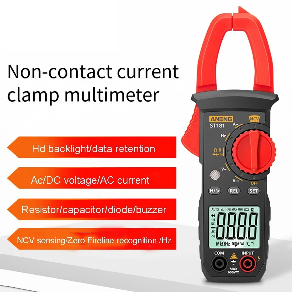 ANENG ST181 Cyfrowy miernik cęgowy DC/AC Prąd 4000 zliczeń Multimetr Amperomierz Tester napięcia Wzmacniacz samochodowy Hz Pojemność NCV Test Ohm