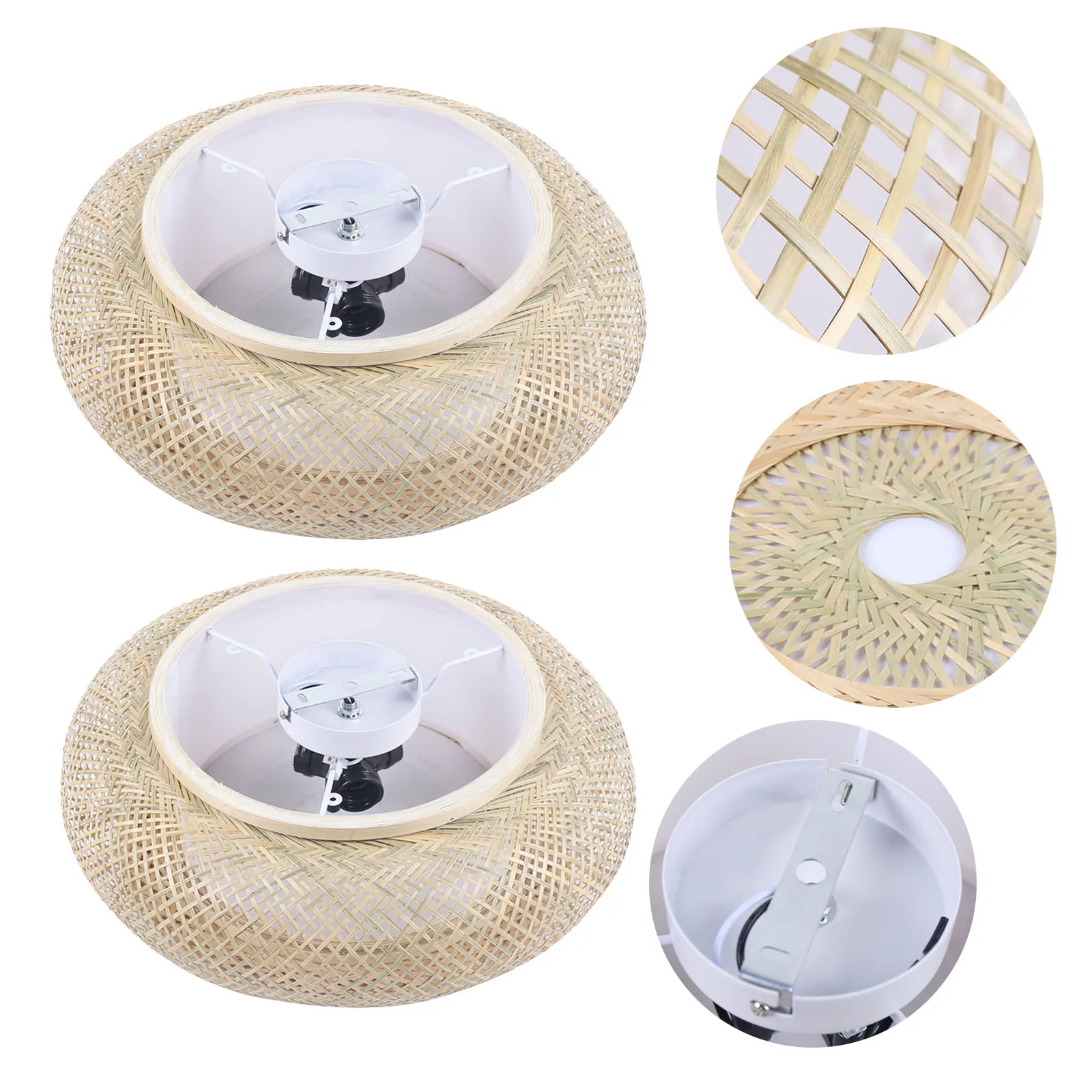 Vintage Bamboo Rattan Lantern Pendant Light Fixture Hanging Ceiling Lamp Bar