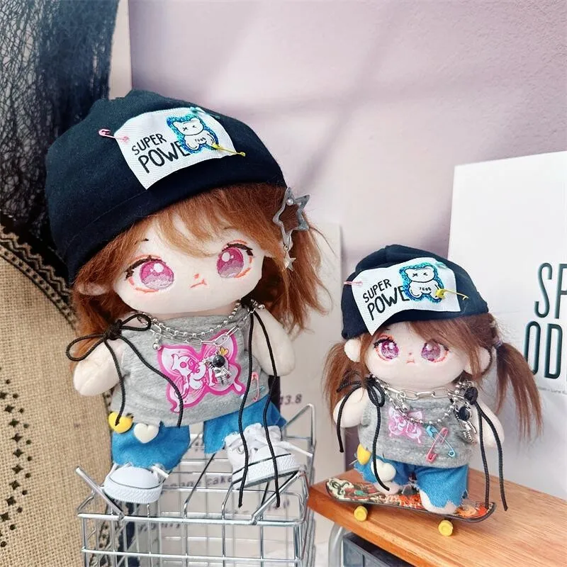 10/20cm Kpop Star Idol Doll Girl Fashion Y2K Hip Hop Girl Trend Outfit Stuffed Plushie 17cm Labubu Doll Clothes Accessories