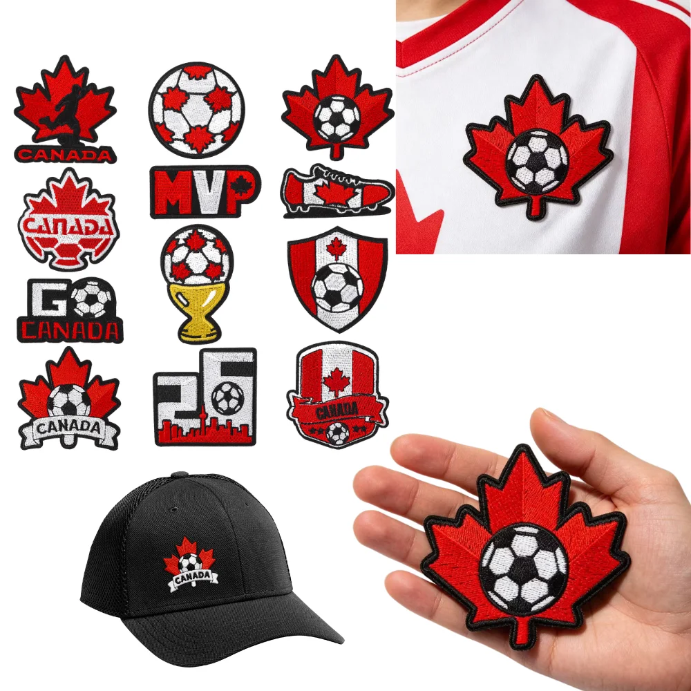 

2026 Canada Football Embroidery Patch DIY T-shirt Backpack Applique Iron on Patches Hat Cloth Sticker Sewing Craft Decor Repair