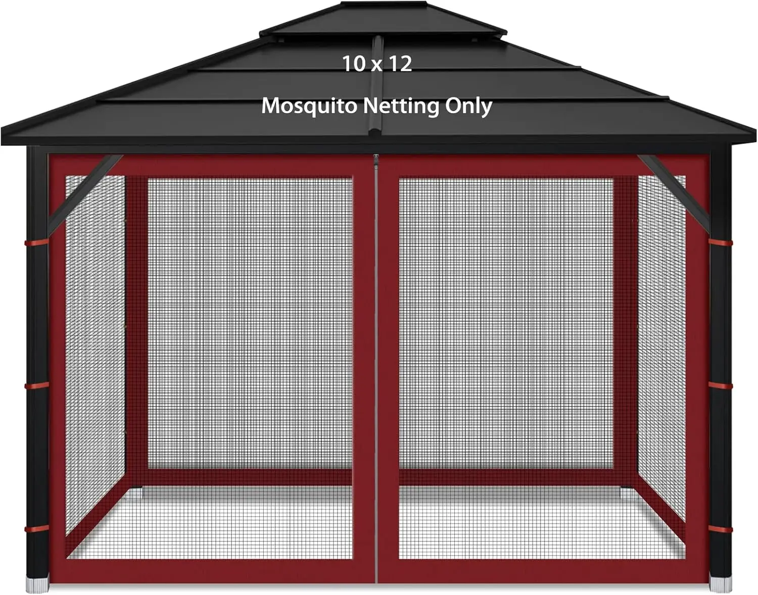 

Gazebo Replacement Mosquito Netting Outdoor Universal Gazebo Canopy 4 Panels Screen Sidewalls with Zipper for Patio Garden (Red