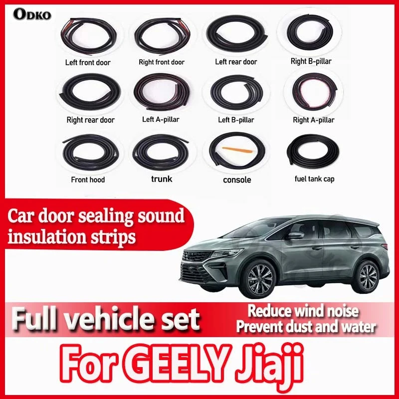 For GEELY Jiaji Car Door Seal Strip Rubber Noise Insulation Dustproof Seal Strip Not easy to Fall off Car Accessories 12Pcs