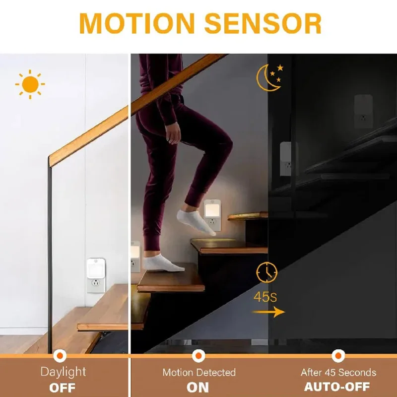 Night Light Motion Sensor With LED Light EU Plug Lamps Children'S Night Light Wireless Night Lamp For Bedside Table Bedroom Nigh