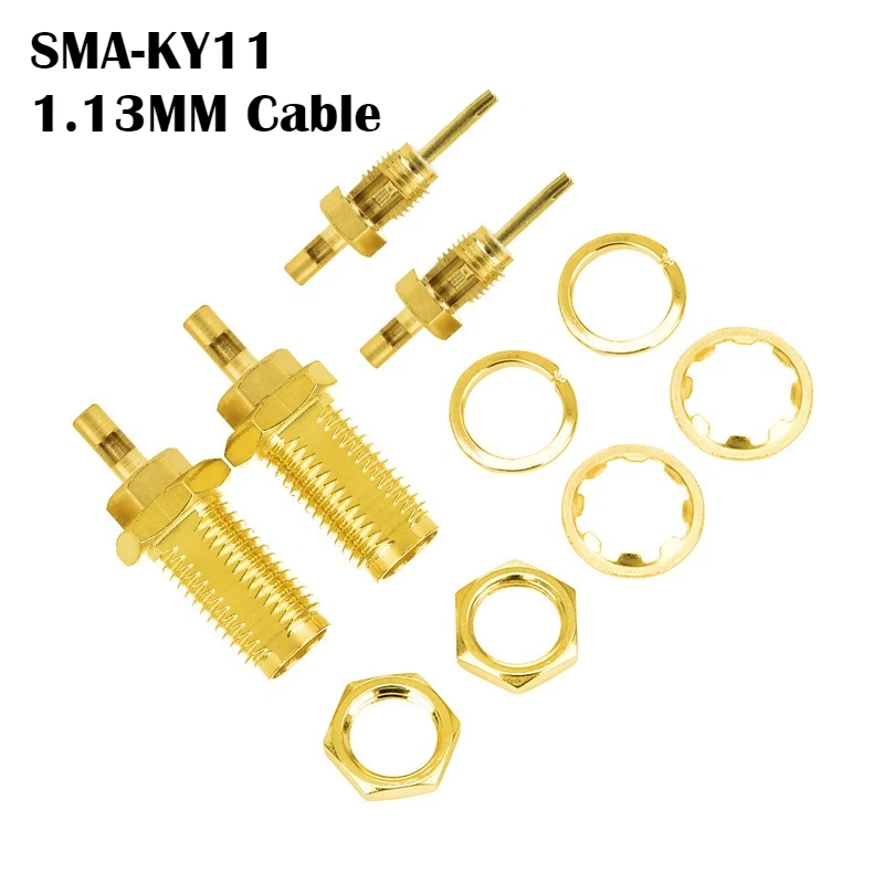 SMA-KY11 Jack Crimp Connector Gold Plated Outer Thread Inner Hole Pin for 1.13MM / RG178 Coaxial Cable Panel Mount RF Adapter