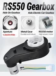 24V RS550 Children Electric Toy Car Motor Gearbox,6V 12V RS390 Ride On Trank Gearbox,Power Wheel Engine,Metal Gear Motor Gearbox
