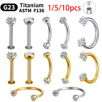 1/5/10pcs G23 Titanium Piercings Labret Stud Lip Nose piercing kit Eyebrow C rod Body Jewelry ASTM-F136 Cartilage Earring