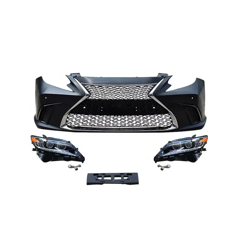 

Hot Sale PP Old to New Car Bumpers Front Bumper Grille Headlight for ES250 2013 Upgrade 2018 ES200 F-Sport Style